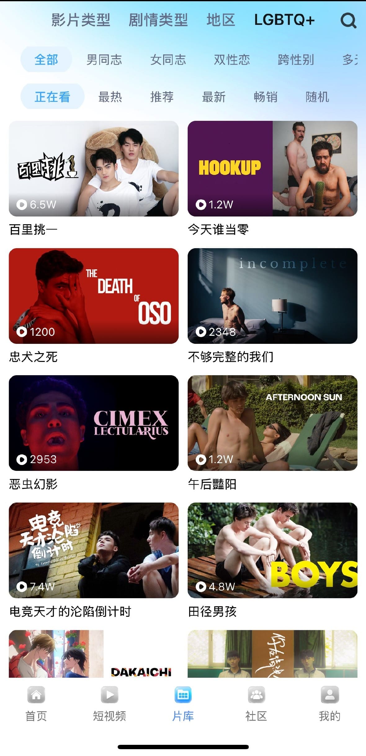 小蓝Blued片库LGBTQ主题分类筛选入口图标